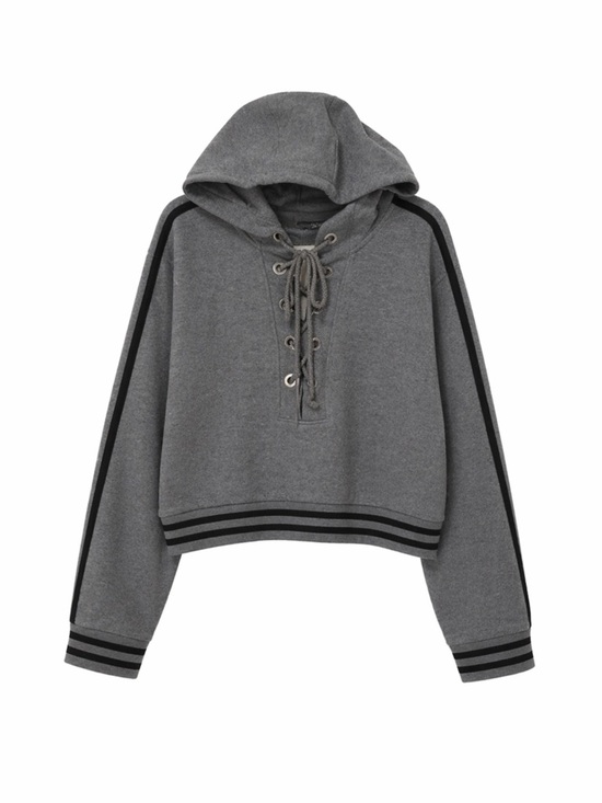 Puma Tops - Puma Fenty By Rihanna Grey Rising Sun Lace-Up Cropped Hoodie.Size-Medium